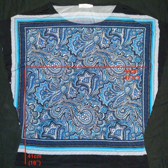 4/$20 | Ricki's Blue Paisley Design Batwing Sleeve Top - Picture 2 of 6